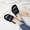 WETX06 Wholesale Fashion Fur Custom Furry Women Plush Slippers For Winter